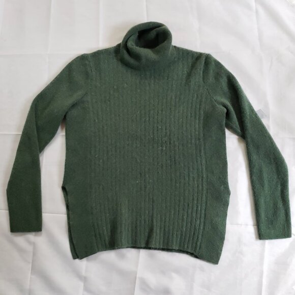 Vintage Lafayette 148 Dark Green Ribbed Turtleneck 100% Cashmere Size Small - Picture 2 of 6